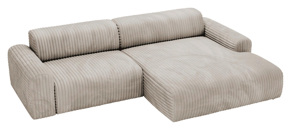 ECKSOFA in Cord Greige  - Greige/Schwarz, Design, Kunststoff/Textil (292/178cm) - Livetastic
