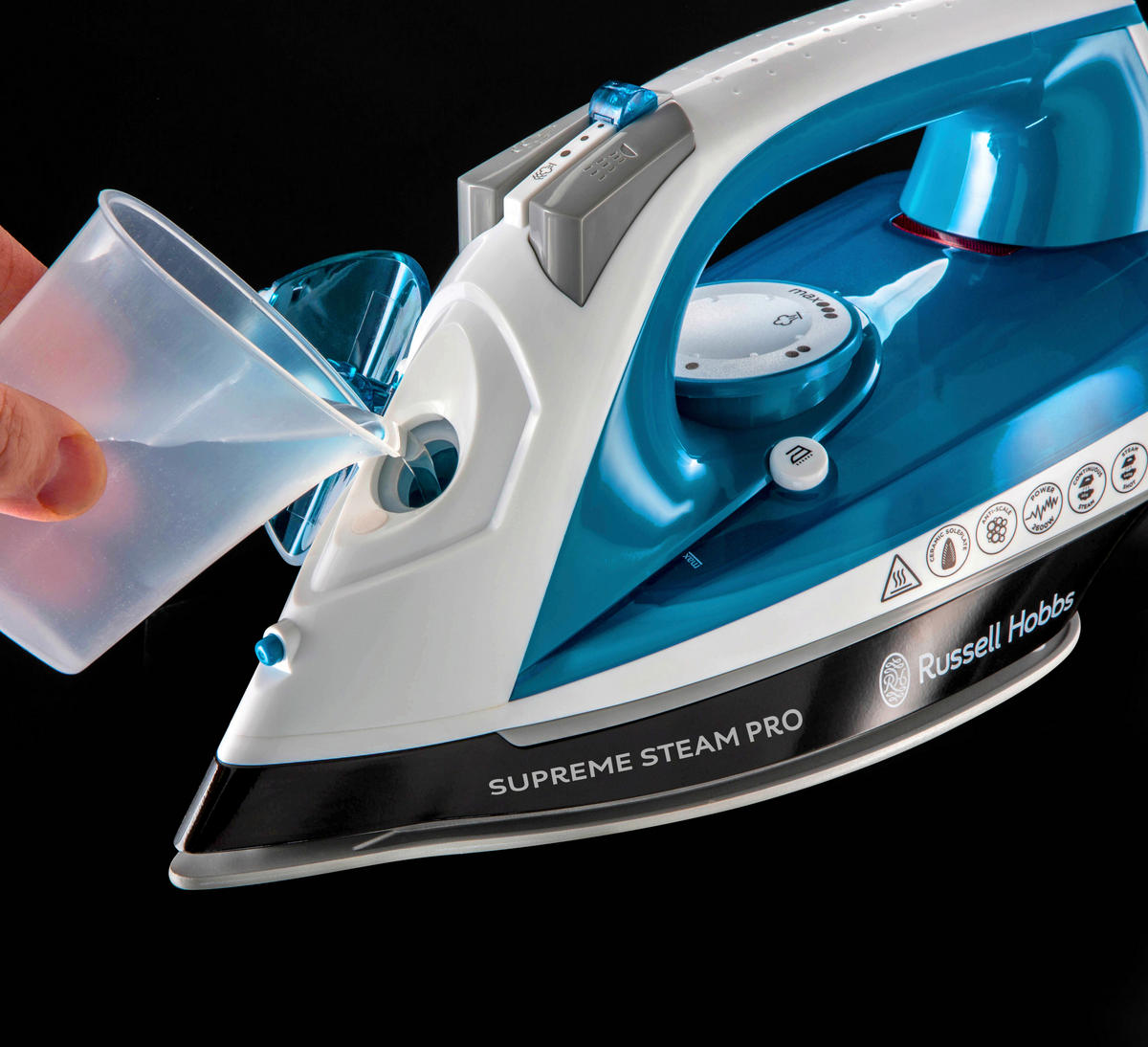 DAMPFBÜGELEISEN - Blau/Weiß, Basics, Keramik/Kunststoff (12,5/16,0/28,6cm) - Russell Hobbs