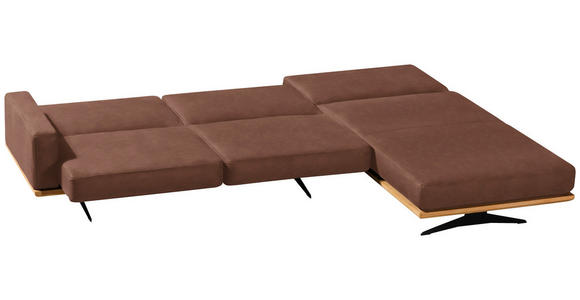 ECKSOFA in Flachgewebe Braun  - Schwarz/Braun, Natur, Holz/Textil (326/170cm) - Valnatura