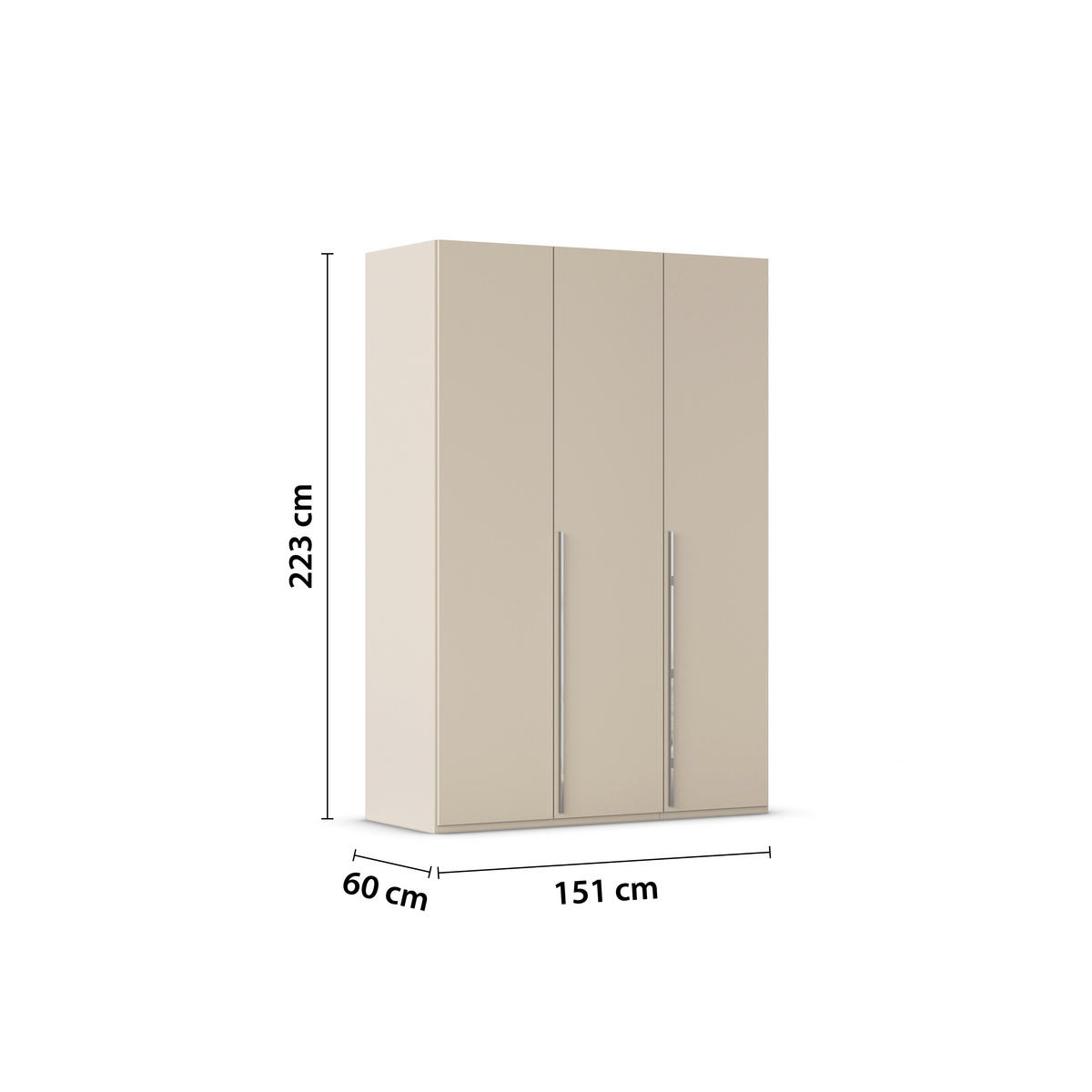 DREHTÜRENSCHRANK 151/223/60 cm 3-türig Champagner  - Chromfarben/Champagner, Design, Holzwerkstoff/Metall (151/223/60cm) - home24