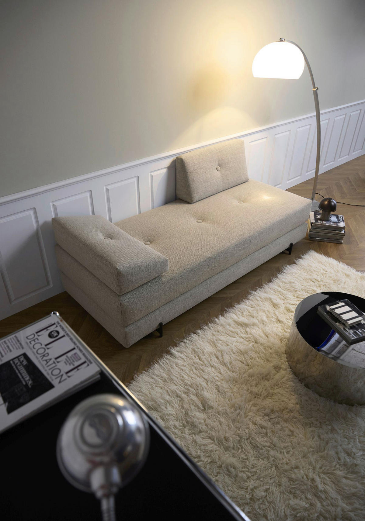 SCHLAFSOFA Flachgewebe Naturfarben  - Schwarz/Naturfarben, Design, Textil/Metall (200/82/84cm) - Innovation