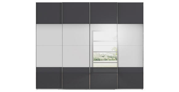 SCHWEBETÜRENSCHRANK  in Schwarz, Weiß  - Chromfarben/Schwarz, Design, Glas/Holzwerkstoff (271/235/68cm) - Novel