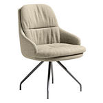 ARMLEHNSTUHL  Beinauswahl, Sitzfläche 360° drehbar, Stoff-/Lederauswahl Flachgewebe  Naturfarben  - Schwarz/Naturfarben, Design, Textil/Metall (60/86/66cm) - Dieter Knoll