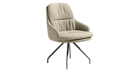 ARMLEHNSTUHL  Beinauswahl, Sitzfläche 360° drehbar, Stoff-/Lederauswahl Flachgewebe  Naturfarben  - Schwarz/Naturfarben, Design, Textil/Metall (60/86/66cm) - Dieter Knoll