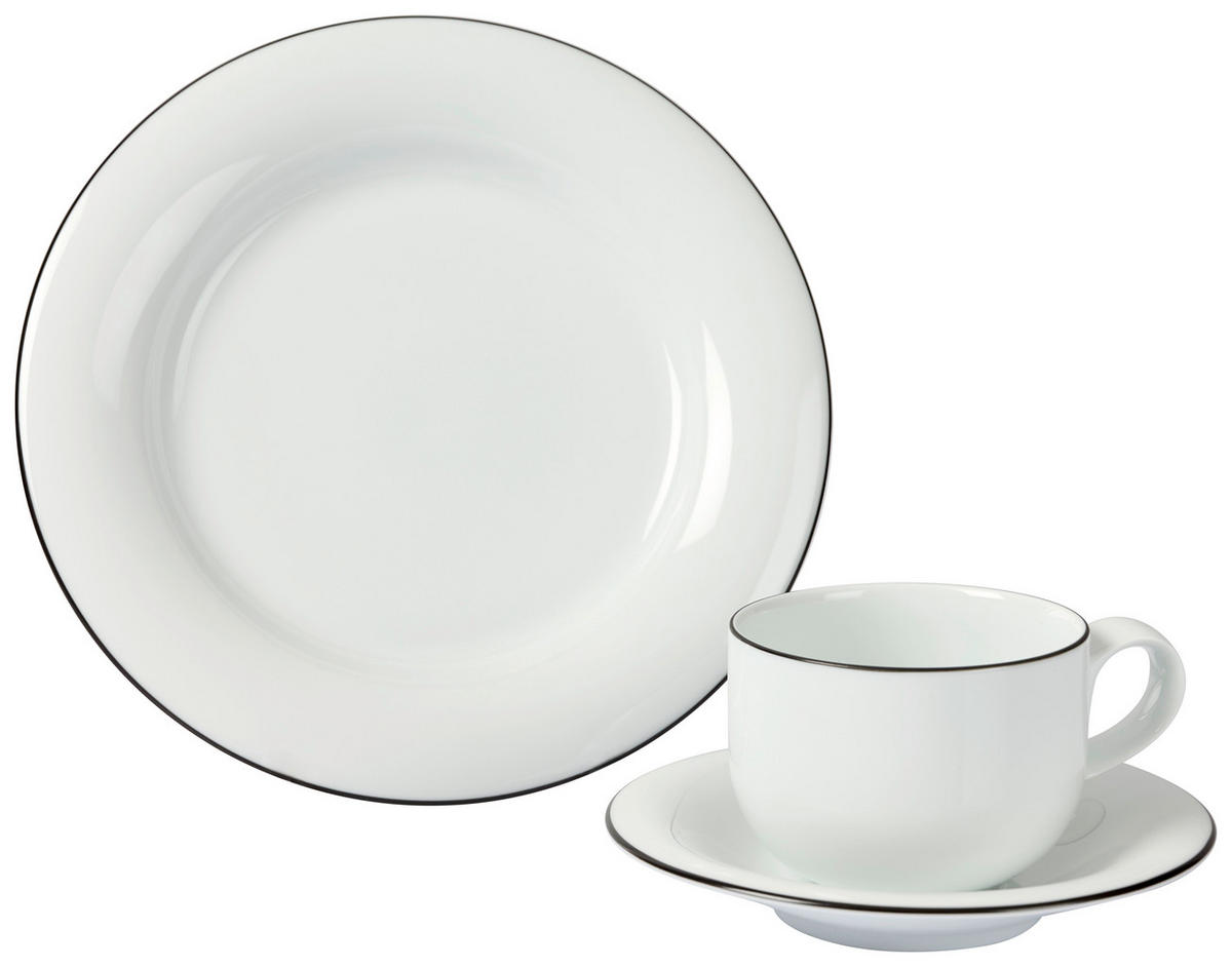 KÁVOVÁ SOUPRAVA porcelán keramika  - bílá/černá, Basics, keramika - Novel