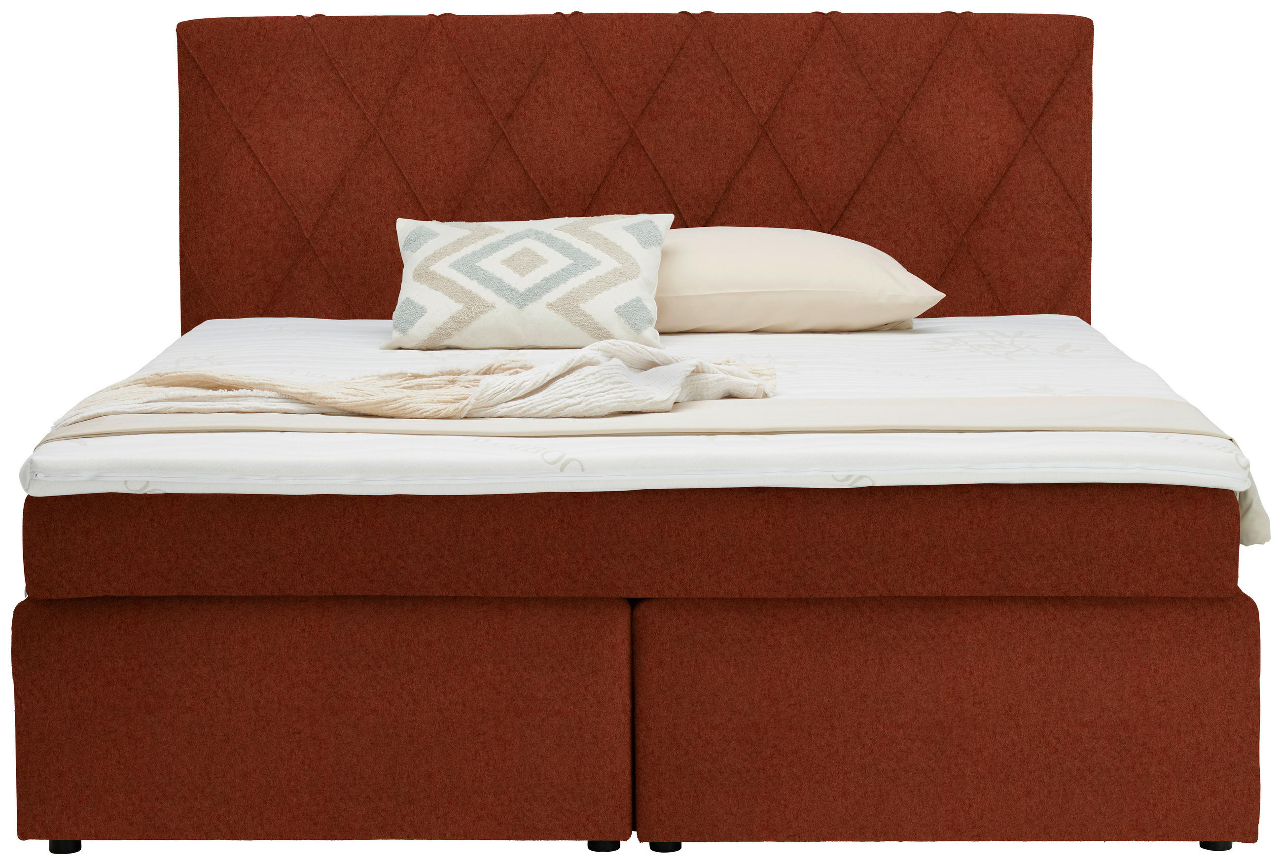 BOXSPRINGBETT 180/200 cm  in Rostfarben  - Rostfarben/Schwarz, Design, Kunststoff/Textil (180/200cm) - Xora