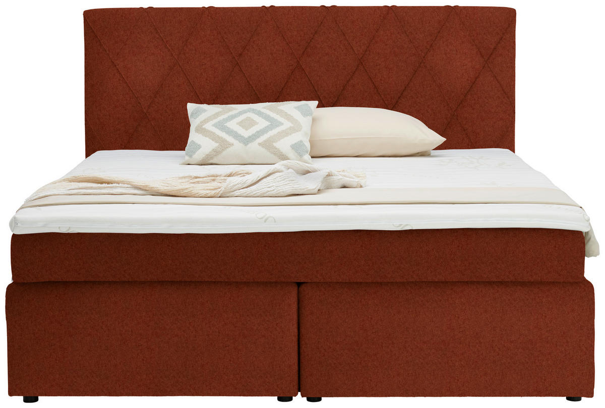 BOXSPRINGBETT 180/200 cm  in Rostfarben  - Rostfarben/Schwarz, Design, Kunststoff/Textil (180/200cm) - Xora