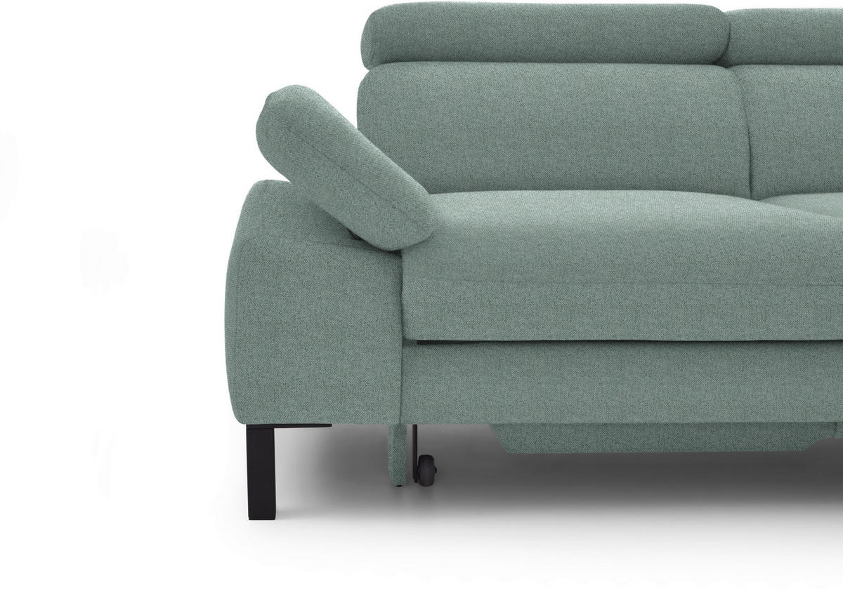ECKSOFA in Flachgewebe Mintgrün  - Schwarz/Mintgrün, Design, Holzwerkstoff/Textil (272/217cm) - Pure Home Comfort