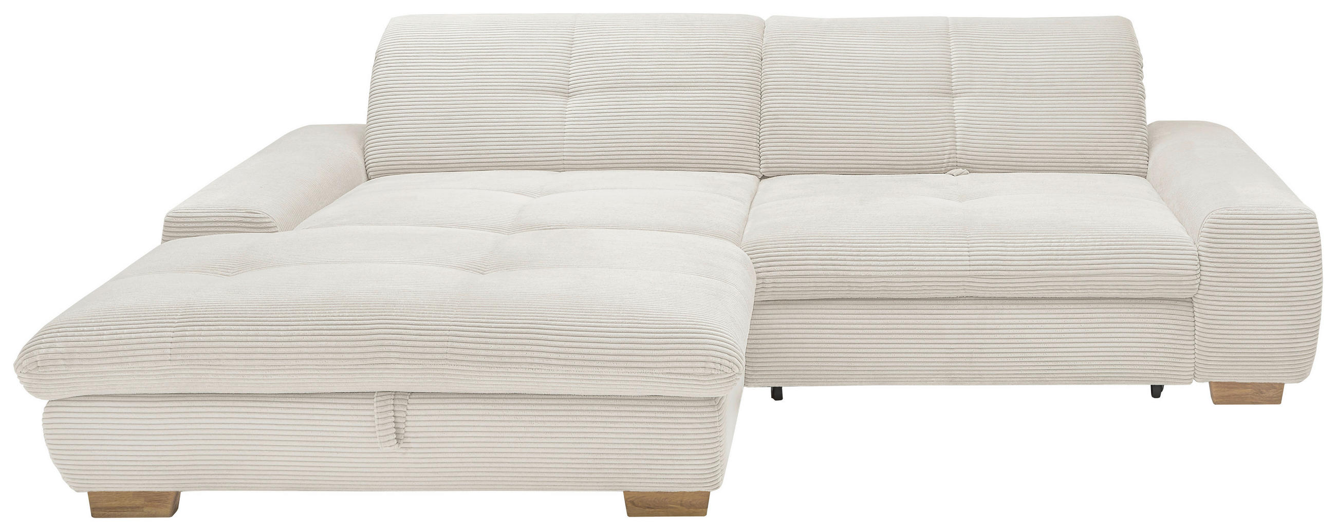 ECKSOFA Creme Cord  - Eichefarben/Creme, Design, Holz/Textil (198/276cm) - SetOne by Musterring
