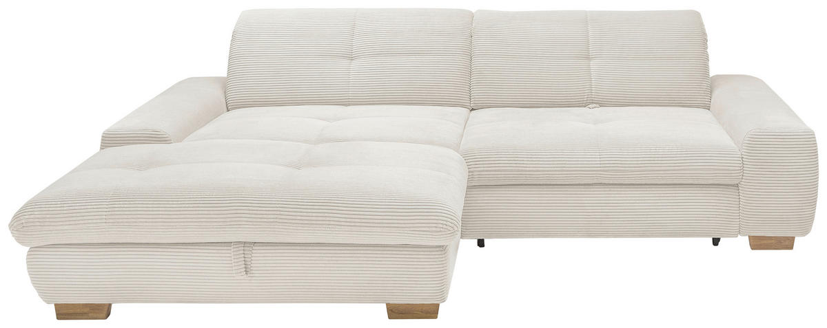 ECKSOFA Creme Cord  - Eichefarben/Creme, Design, Holz/Textil (198/276cm) - SetOne by Musterring