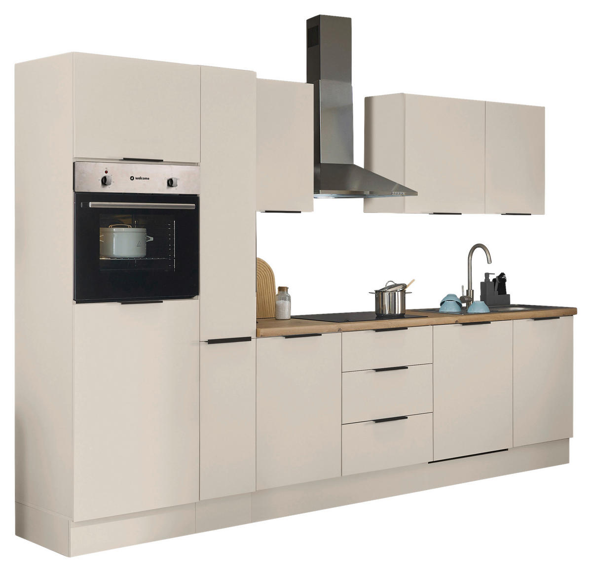 KÜCHENBLOCK   in Kaschmir  - Kaschmir/Schwarz, Basics, Holzwerkstoff/Metall (310/211/60cm) - Carryhome