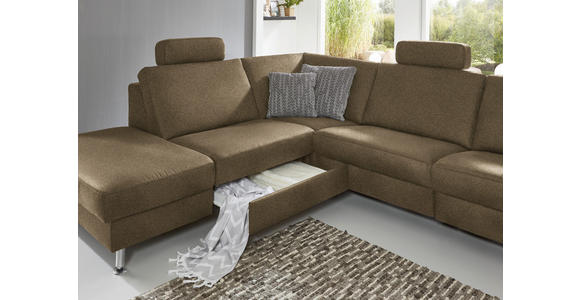 ECKSOFA in Mikrofaser Grün  - Alufarben/Grün, Design, Textil/Metall (242/275cm) - Dieter Knoll