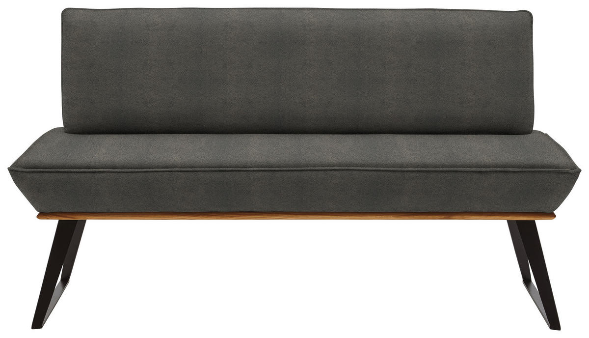 SITZBANK in Holz, Metall, Textil Grau, Schwarz, Eichefarben  - Eichefarben/Schwarz, Design, Holz/Textil (160/87/64cm) - Voleo