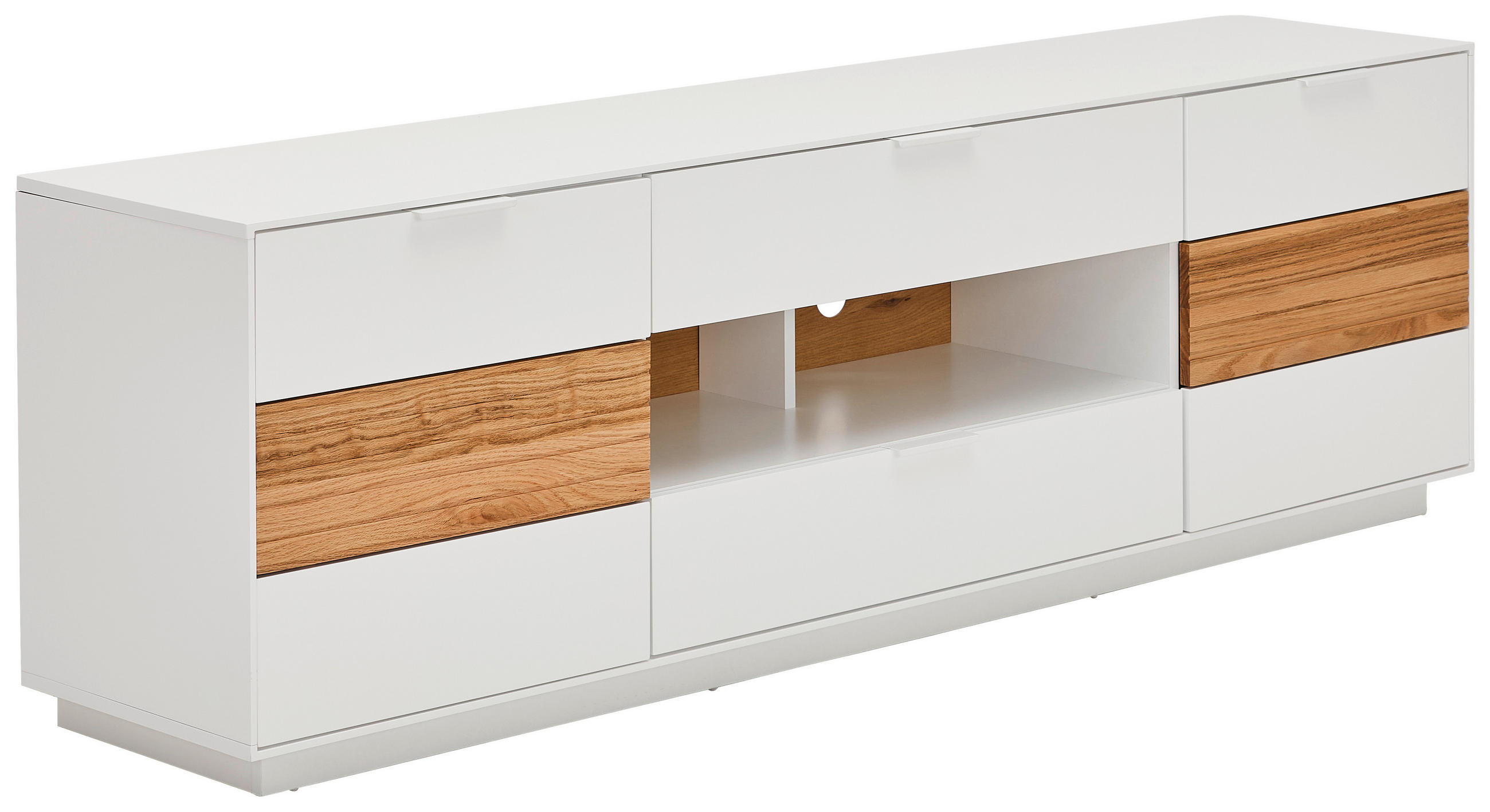 Mid.you Lowboard Weiß, Eiche 182x58x40 cm