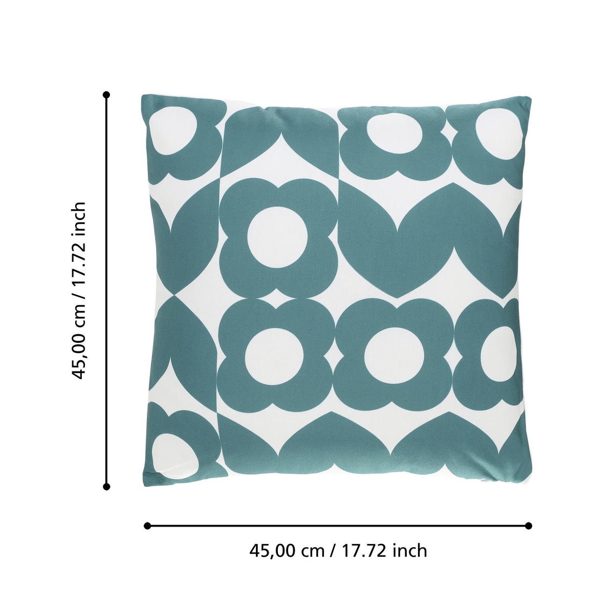 ZIERKISSEN  45/45 cm   - Petrol/Weiß, Design, Textil (45/45cm) - Eglo