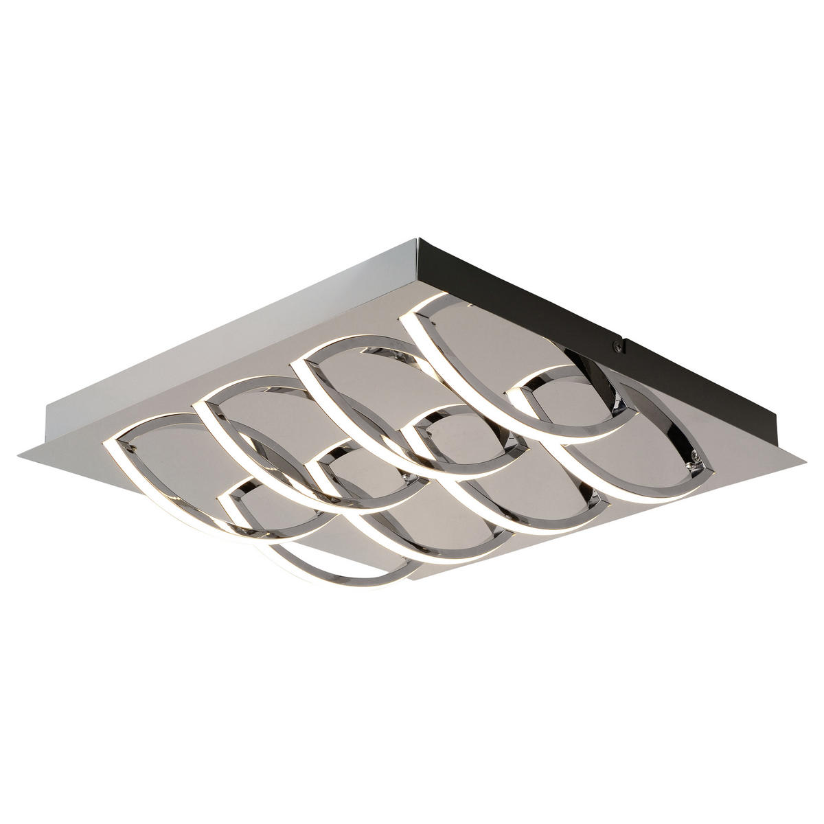 LED-DECKENLEUCHTE Mancheste 41/41/8,5 cm   - Chromfarben/Opal, Basics, Kunststoff/Metall (41/41/8,5cm) - Näve