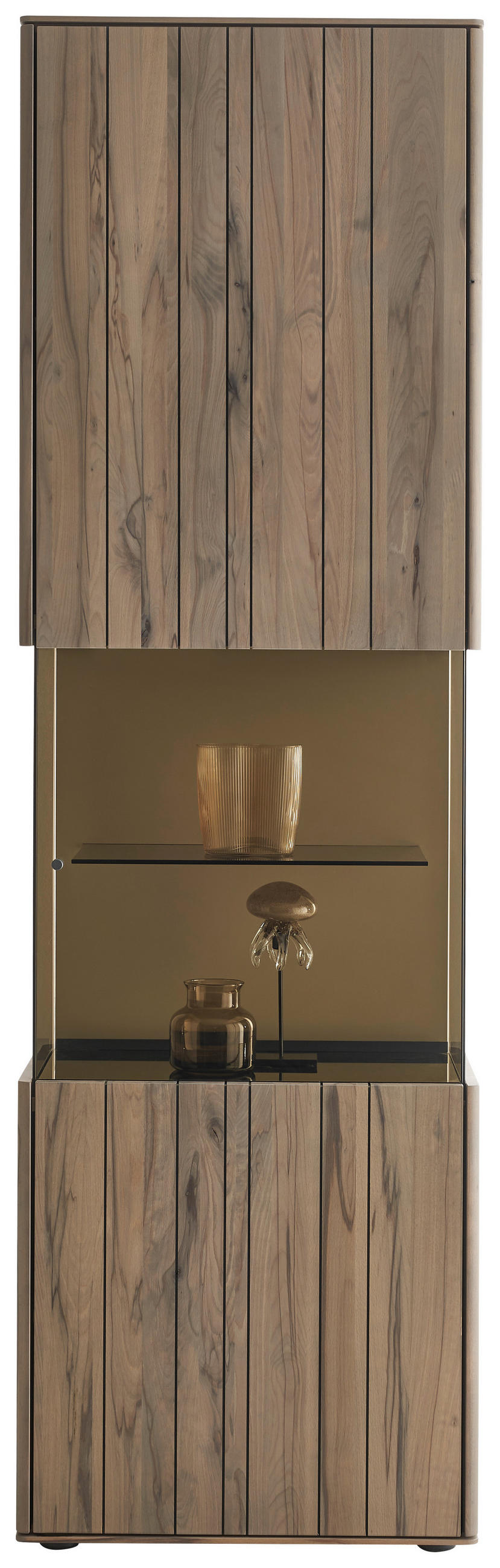 VITRINE Buchefarben, Sandfarben  62/206/43 cm  - Sandfarben/Buchefarben, Design, Glas/Holz (62/206/43cm) - Johann Jakob