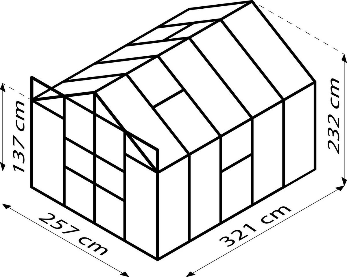 GEWÄCHSHAUSBAUSATZ - Grün, Basics, Glas/Metall (257/231,8/321cm)