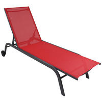 GARTENLIEGE 32/58/192 cm  - Rot, MODERN, Kunststoff/Textil (32/58/192cm) - Ambia Garden