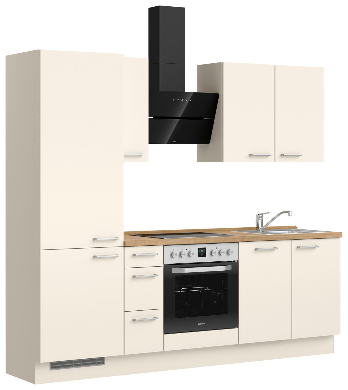 KÜCHENBLOCK Touch 240 cm  in Eichefarben, Magnolie  - Edelstahlfarben/Eichefarben, MODERN, Holzwerkstoff/Metall (240cm) - Nobilia