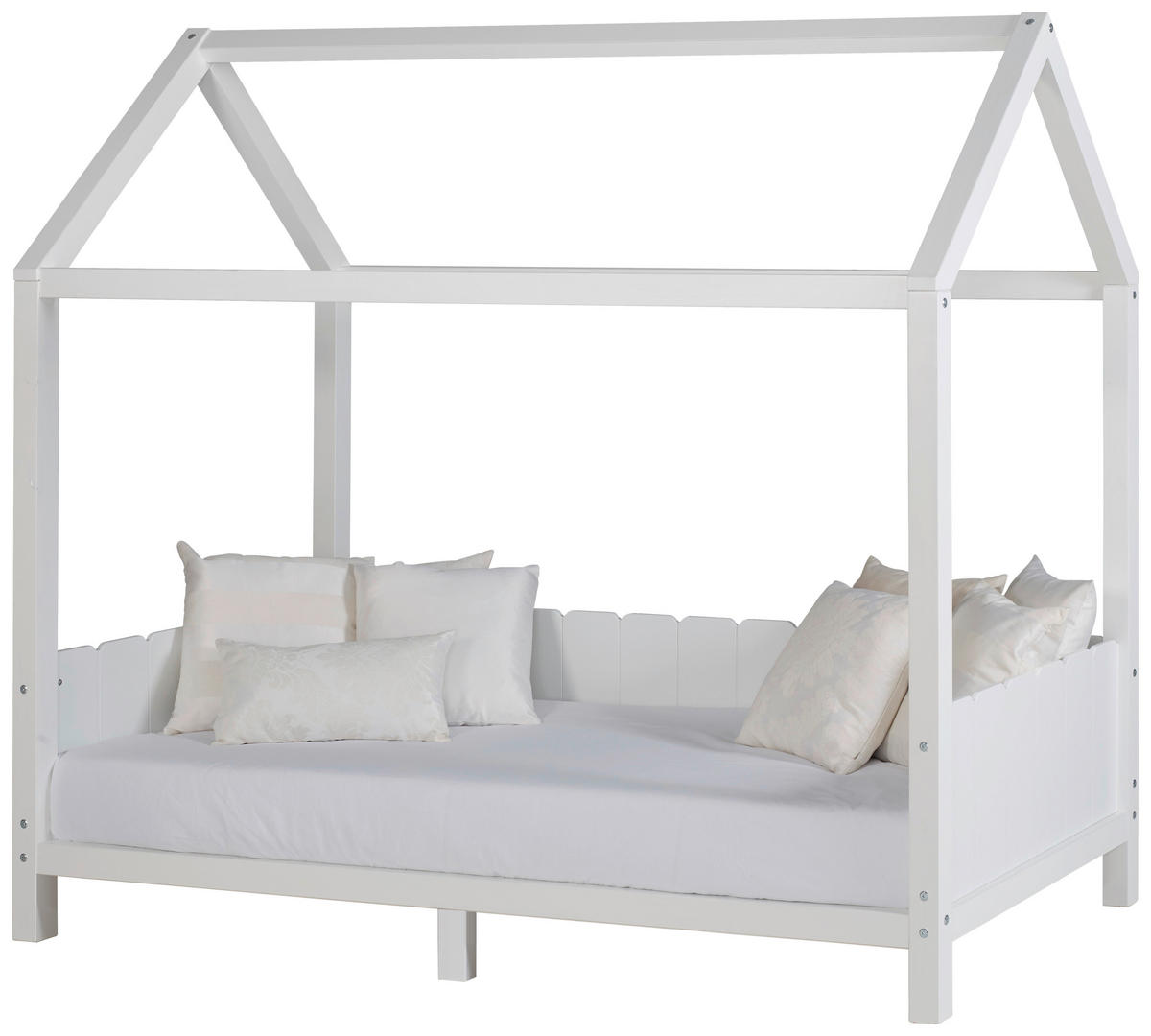 HAUSBETT 90/200 cm,  in Weiß, Lattenrost  - Naturfarben/Weiß, LIFESTYLE, Holz (90/200cm) - MID.YOU