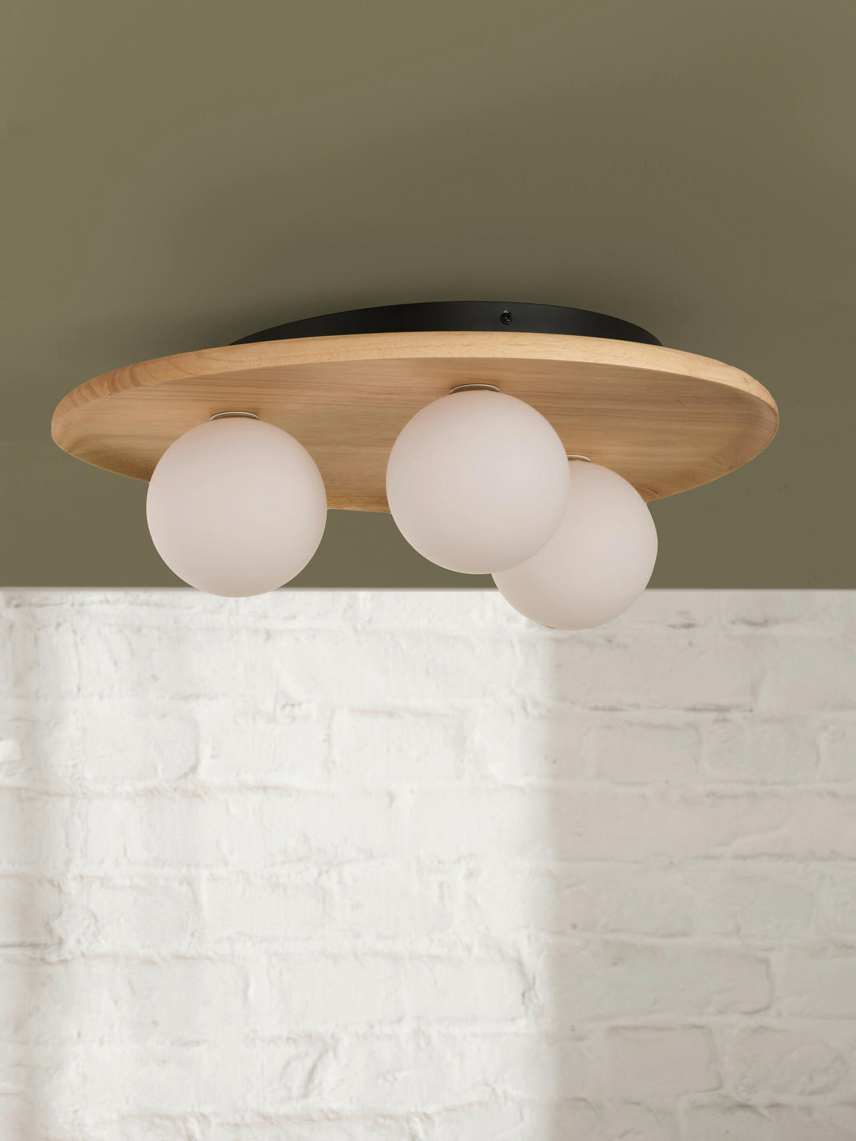 DECKENLEUCHTE    50/38,5/15,5 cm  - Naturfarben, Basics, Glas/Holz (50/38,5/15,5cm) - Osram
