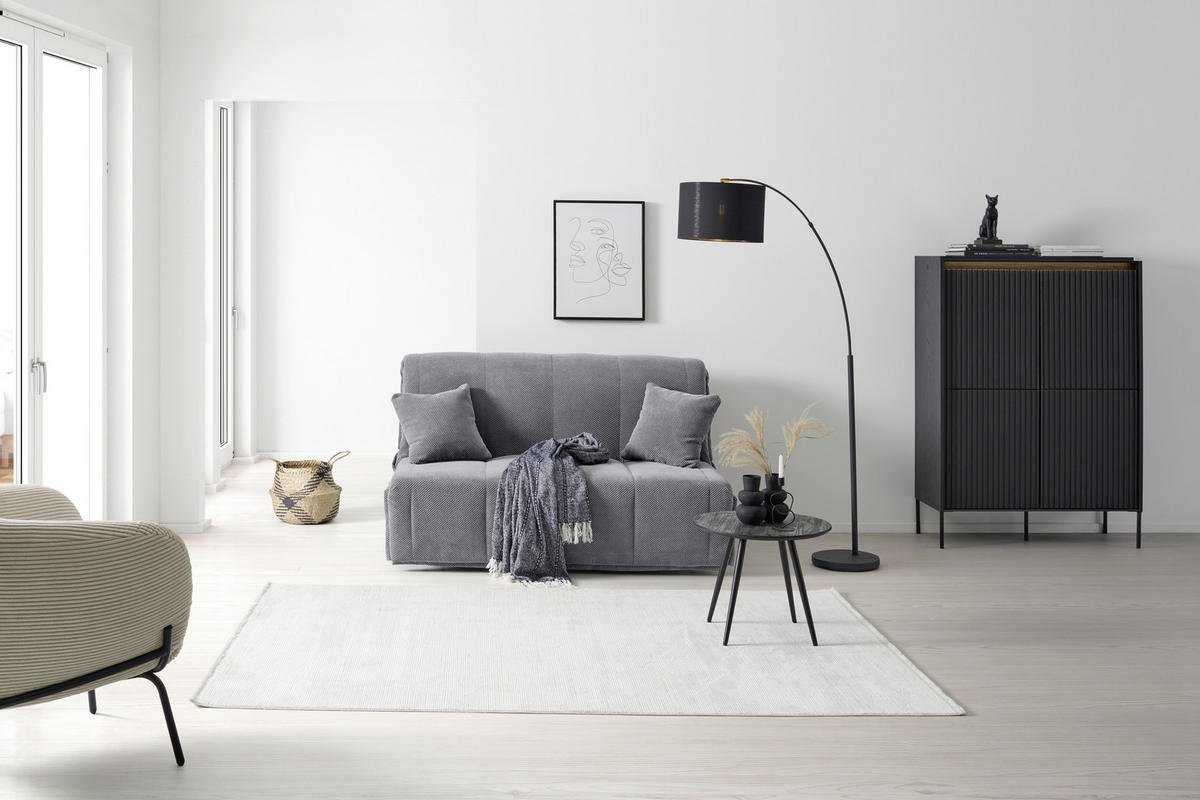 SCHLAFSOFA  mit Liegefunktion Velours Grau  - Schwarz/Grau, Design, Kunststoff/Textil (148/88/110cm) - Livetastic