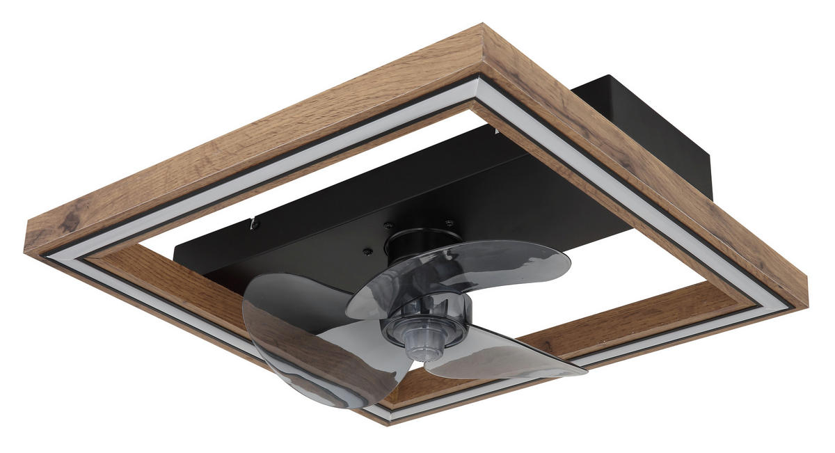 DECKENVENTILATOR    44/44/13,5 cm  - Dunkelbraun/Opal, Natur, Holzwerkstoff/Kunststoff (44/44/13,5cm) - Globo