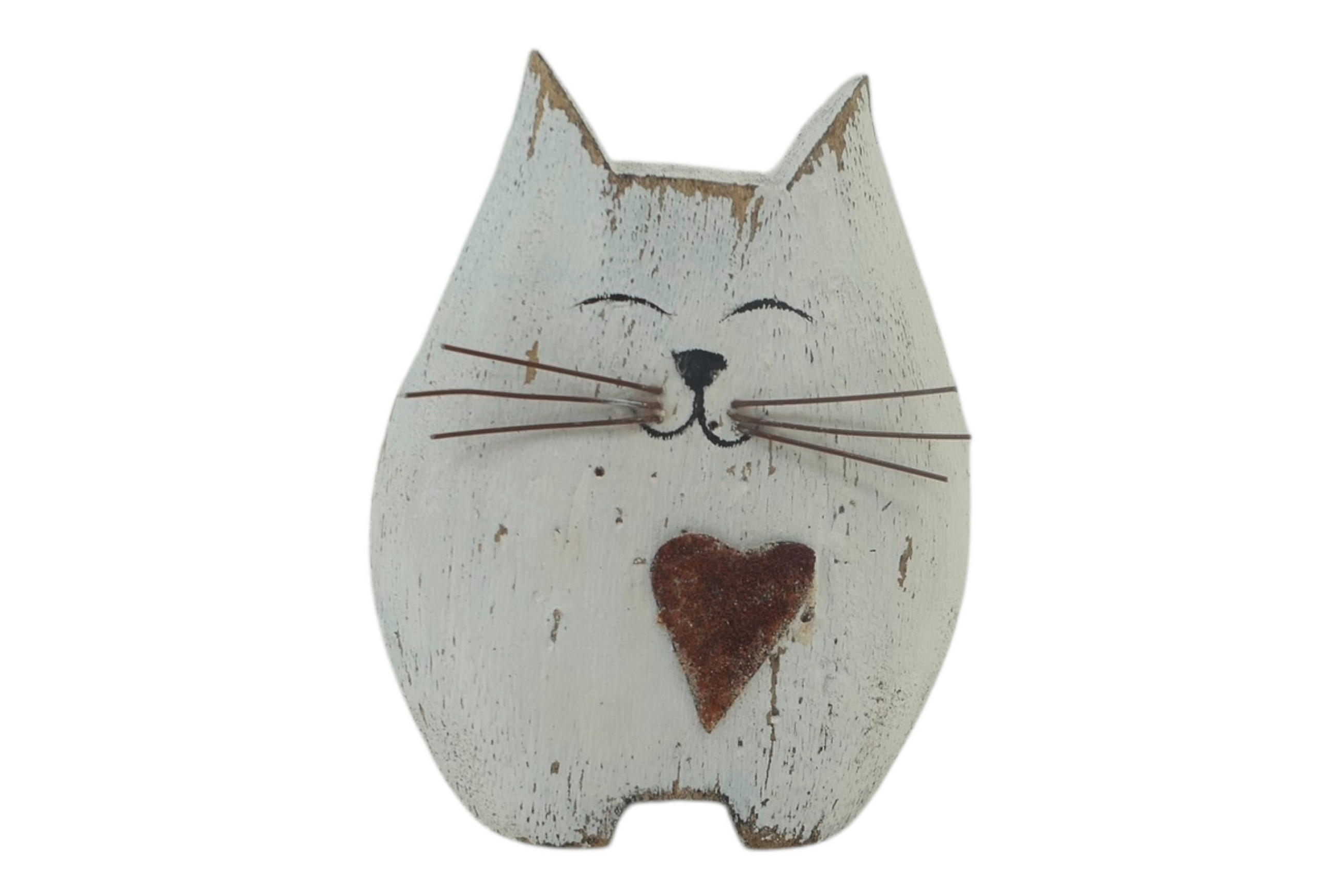 DEKOKATZE - Grauweiß, Basics, Holz (8,5/10,5/5cm)