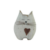 DEKOKATZE - Grauweiß, Basics, Holz (8,5/10,5/5cm)