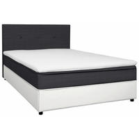 BOXBETT 180/200 cm,  in Anthrazit, Weiß, Matratze, gepolstertes Kopfteil, Topper, H2 = mittel  - Anthrazit/Schwarz, KONVENTIONELL, Holz/Textil (180/200cm) - Boxxx