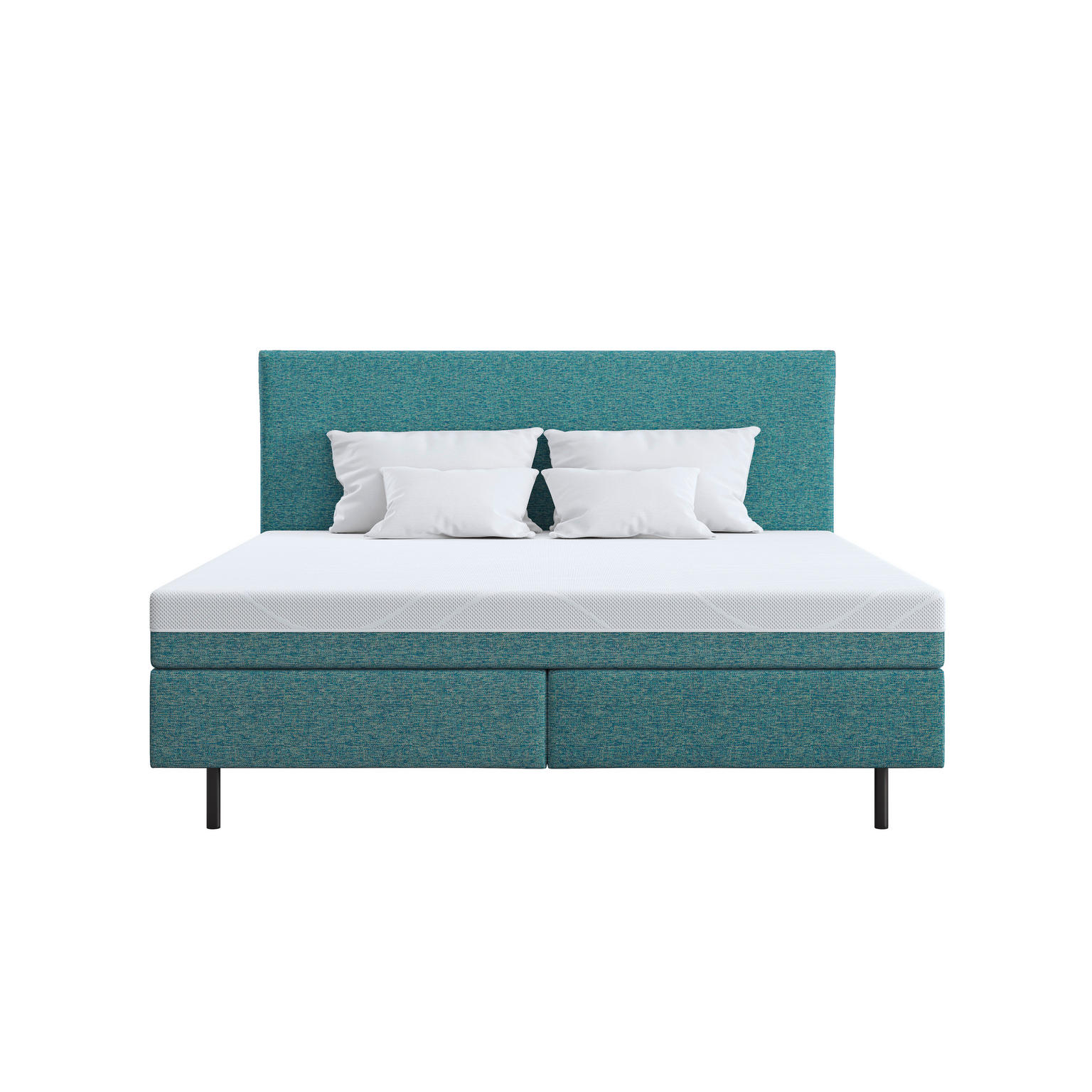 BOXSPRINGBETT 180/200 cm in Hellblau - Webstoff