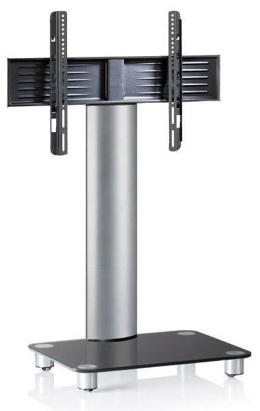 TV-RACK Glas, Metall Silberfarben, Schwarz  - Silberfarben/Schwarz, KONVENTIONELL, Glas/Metall (60/100/44cm) - MID.YOU