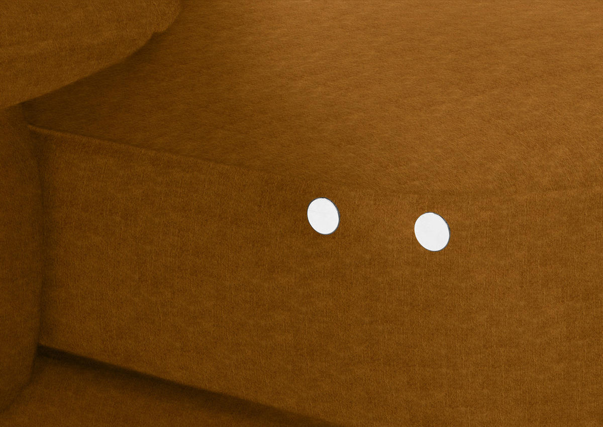 ECKSOFA in Velours Cognac  - Cognac/Schwarz, Design, Textil/Metall (180/310cm) - Dieter Knoll
