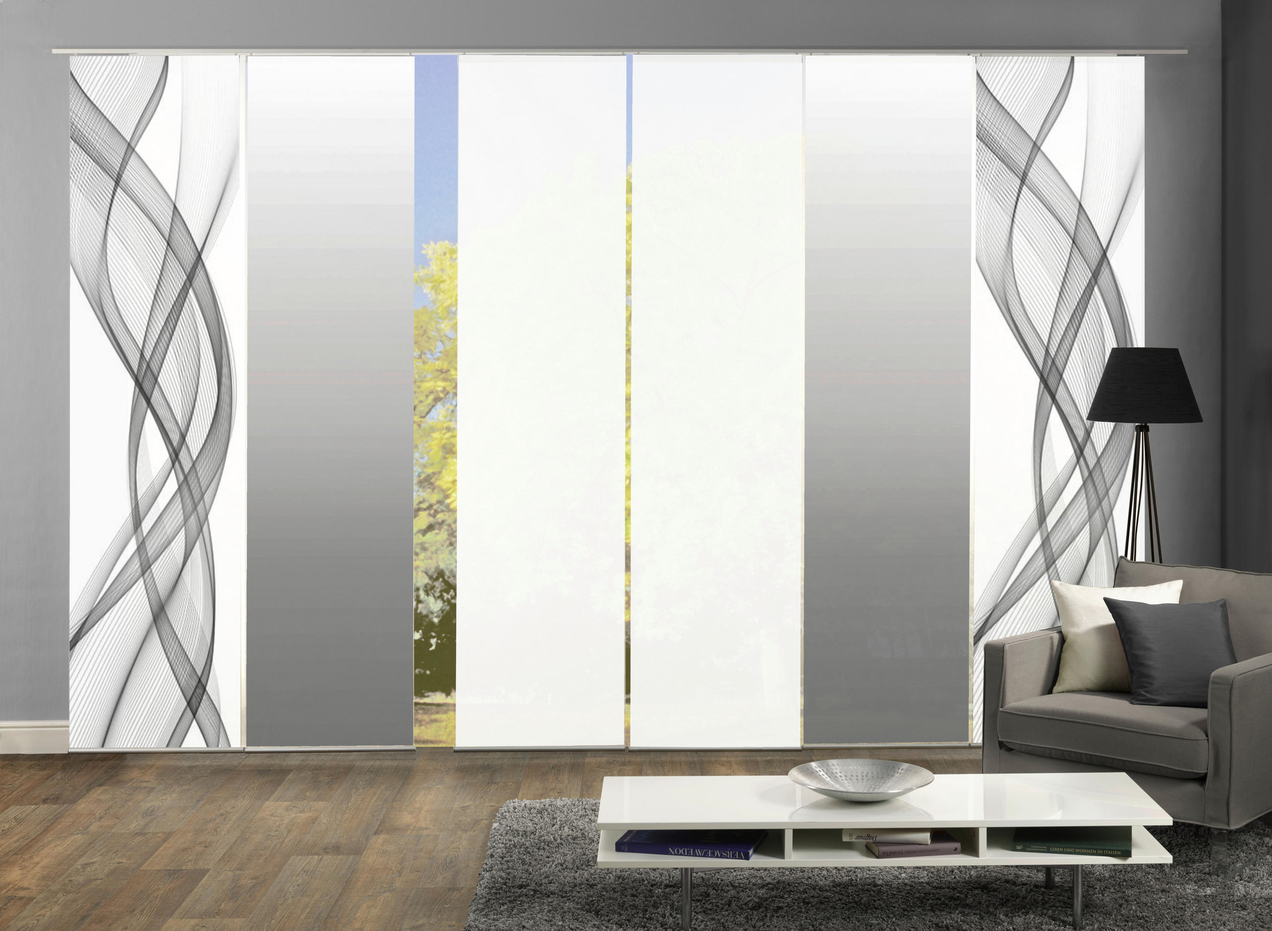 FLÄCHENVORHANG FERROLA, 6-TLG.  6 Stück  blickdicht   6x60/245 cm  - Grau, Basics, Textil (6x60/245cm)