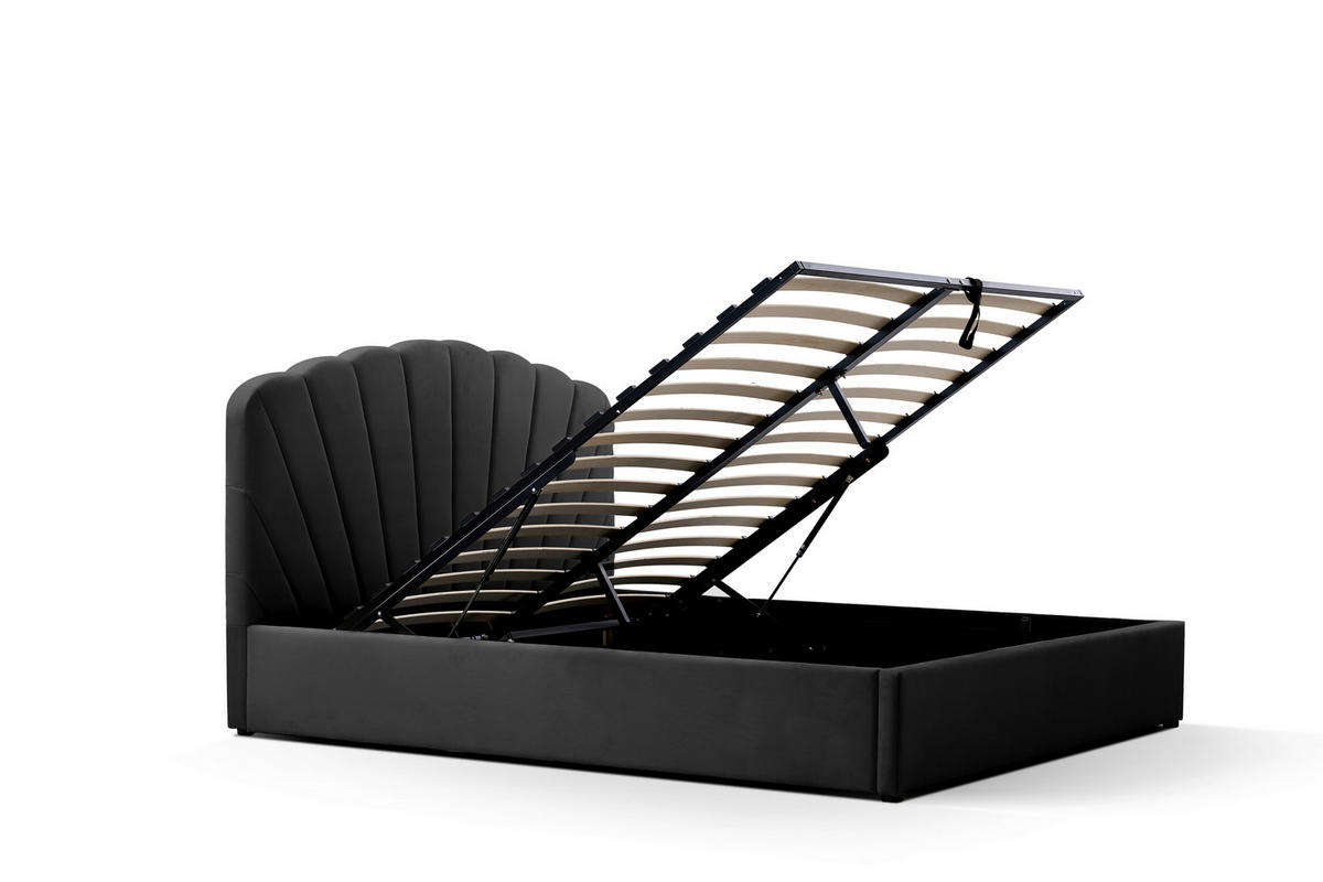 POLSTERBETT 180/200 cm, inkl. Lattenrost, Bettkasten,  in Schwarz  - Schwarz/Naturfarben, Trend, Holz/Kunststoff (180/200cm) - Ambia Home