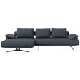 ECKSOFA  in Chenille Dunkelblau  168/334 cm  - Schwarz/Dunkelblau, Design, Textil/Metall (168/334cm) - Dieter Knoll
