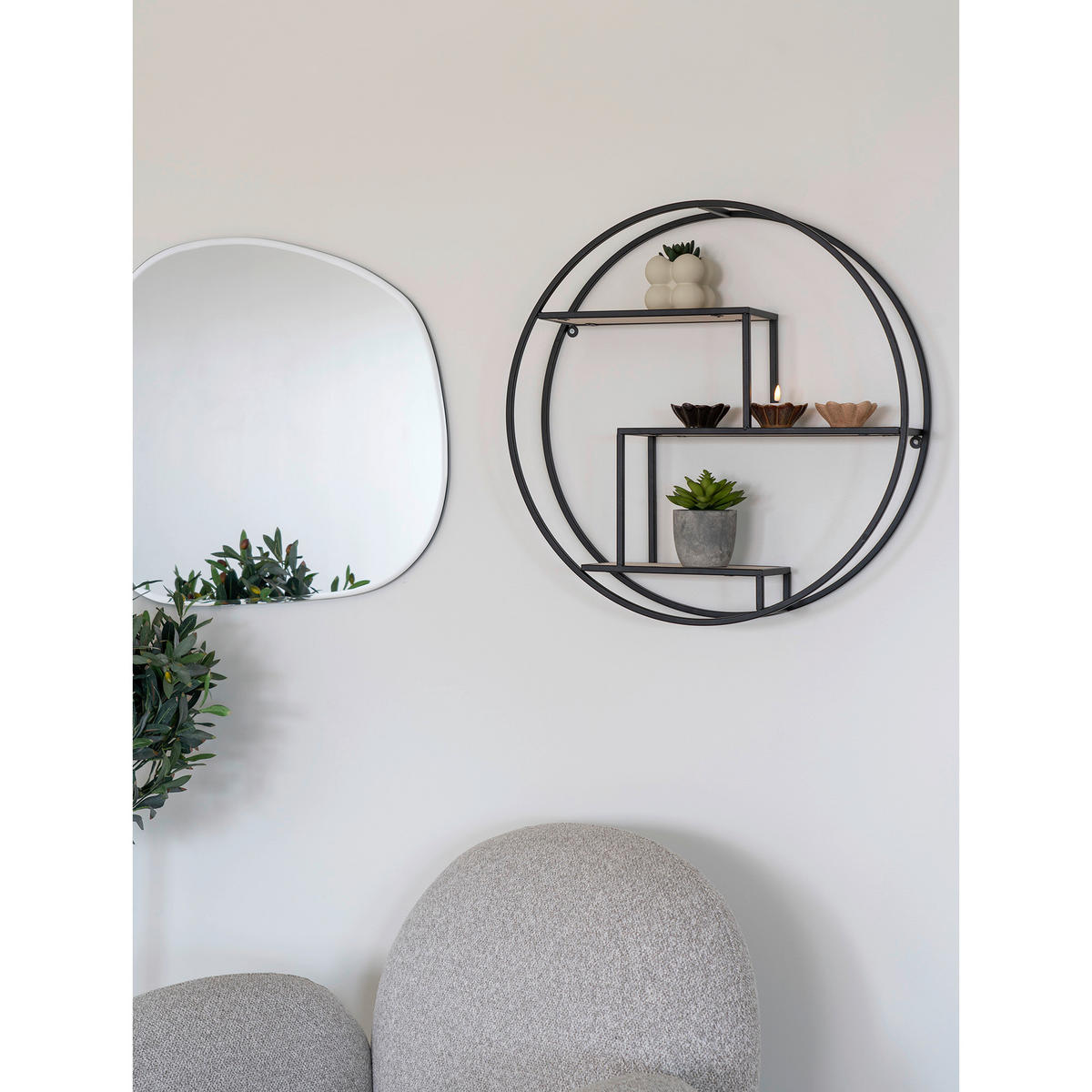 WANDREGAL  - Schwarz, Design, Metall (62/14/62cm)