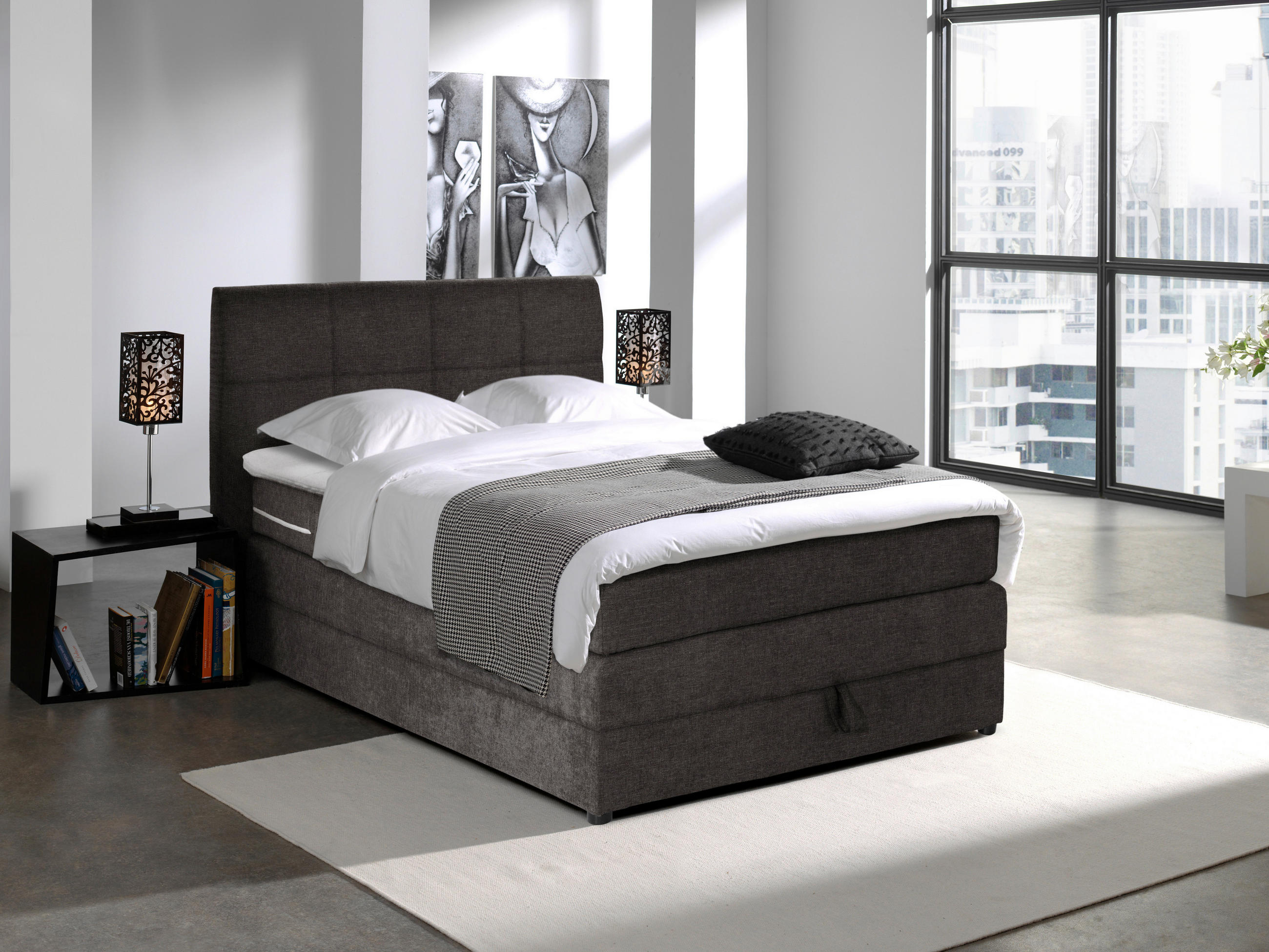 BOXSPRINGBETT 120/200 cm  in Grau  - Schwarz/Grau, MODERN, Holz/Kunststoff (120/200cm) - MID.YOU