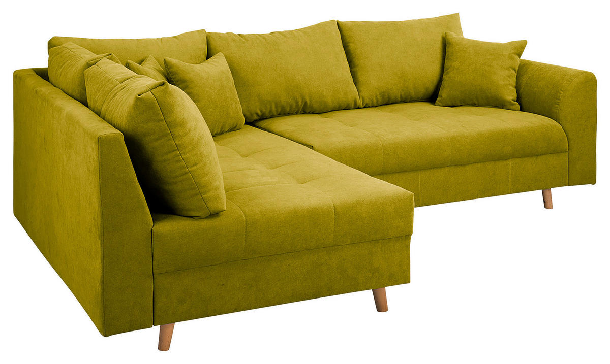 ECKSOFA Ariella Hellgrün Mikrofaser  - Naturfarben/Hellgrün, Design, Holz/Textil (161/231cm) - Livetastic