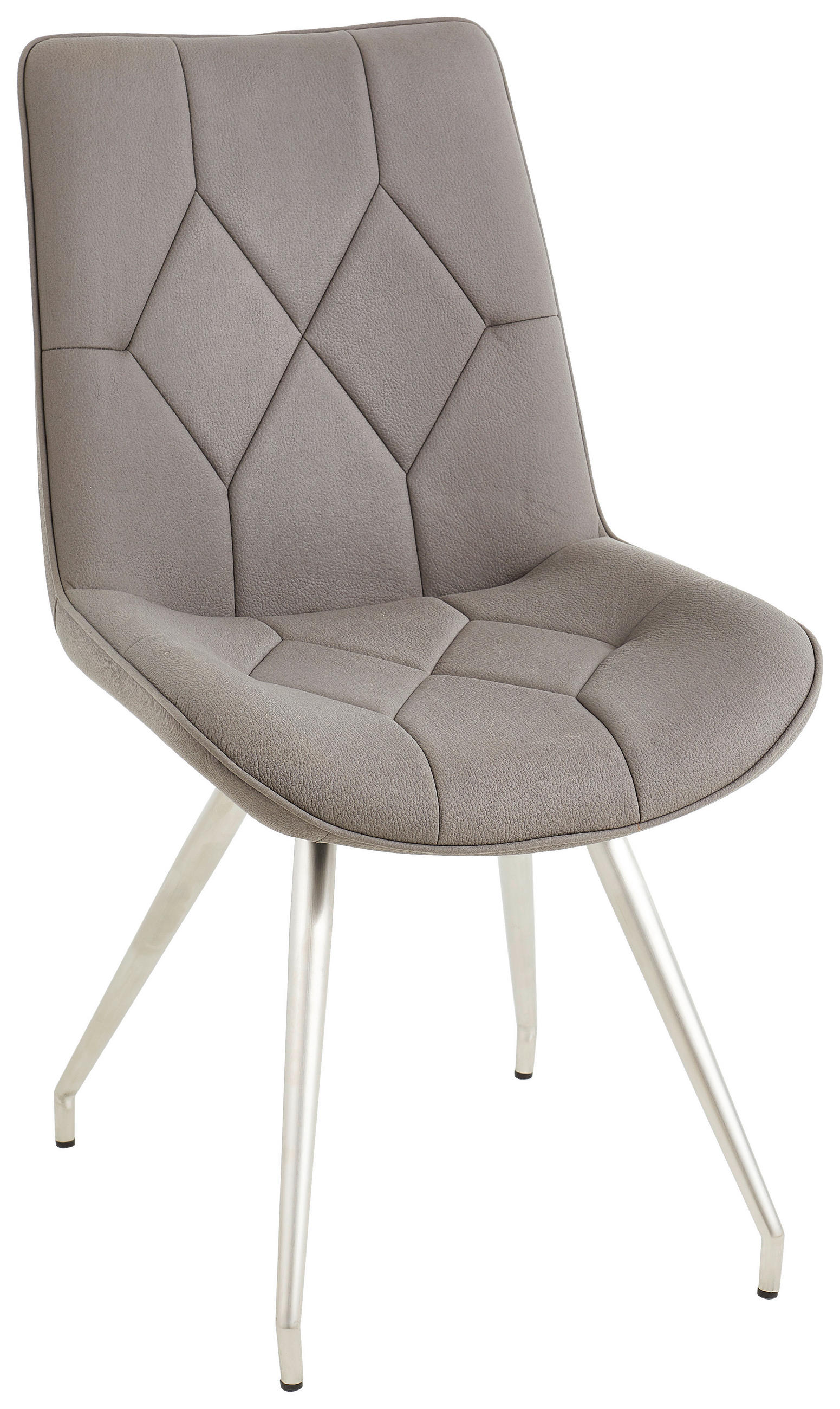 STUHL Webstoff Grau, Edelstahlfarben  - Edelstahlfarben/Grau, Design, Textil/Metall (51/89/66cm) - Novel