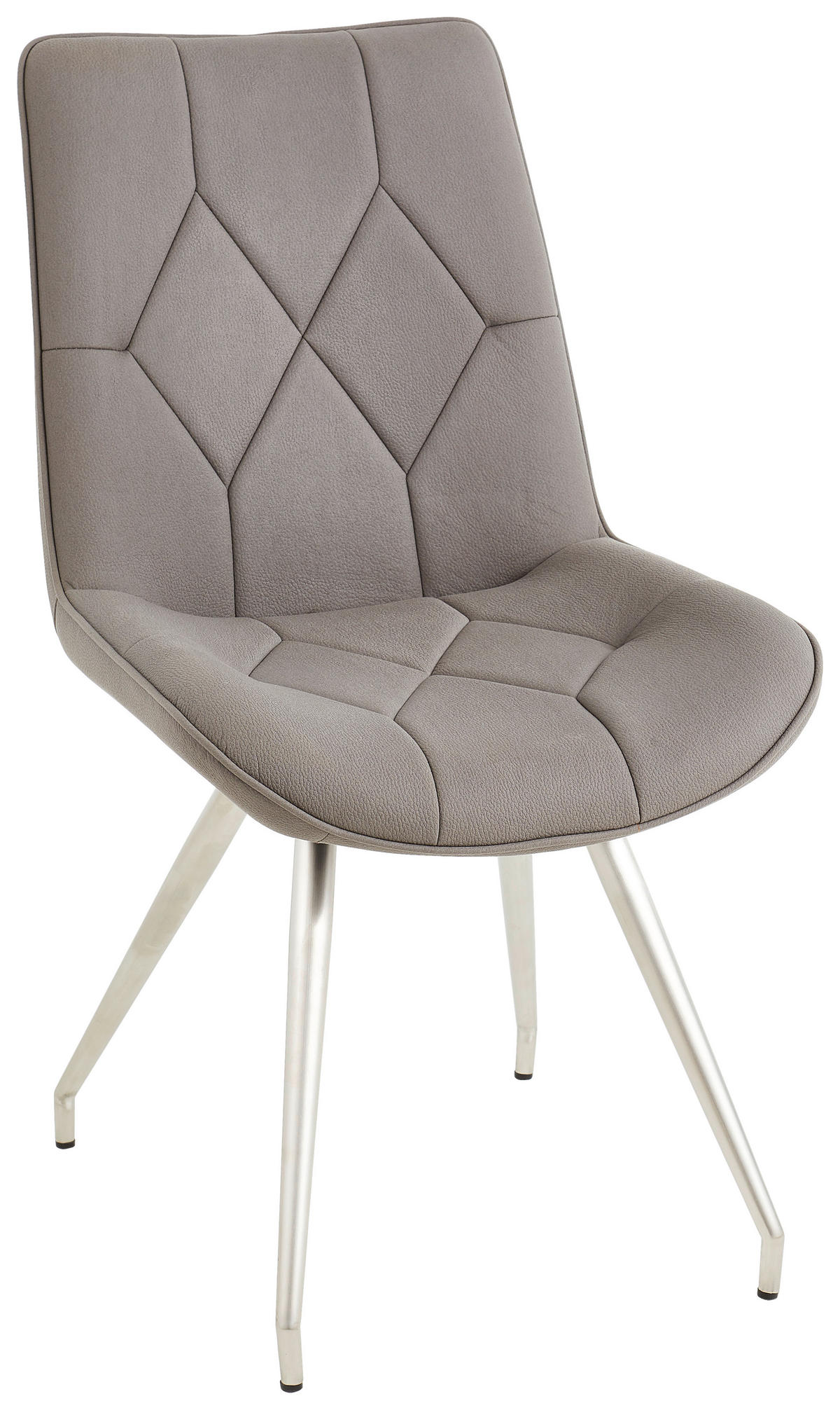 STUHL Webstoff Grau, Edelstahlfarben  - Edelstahlfarben/Grau, Design, Textil/Metall (51/89/66cm) - Novel