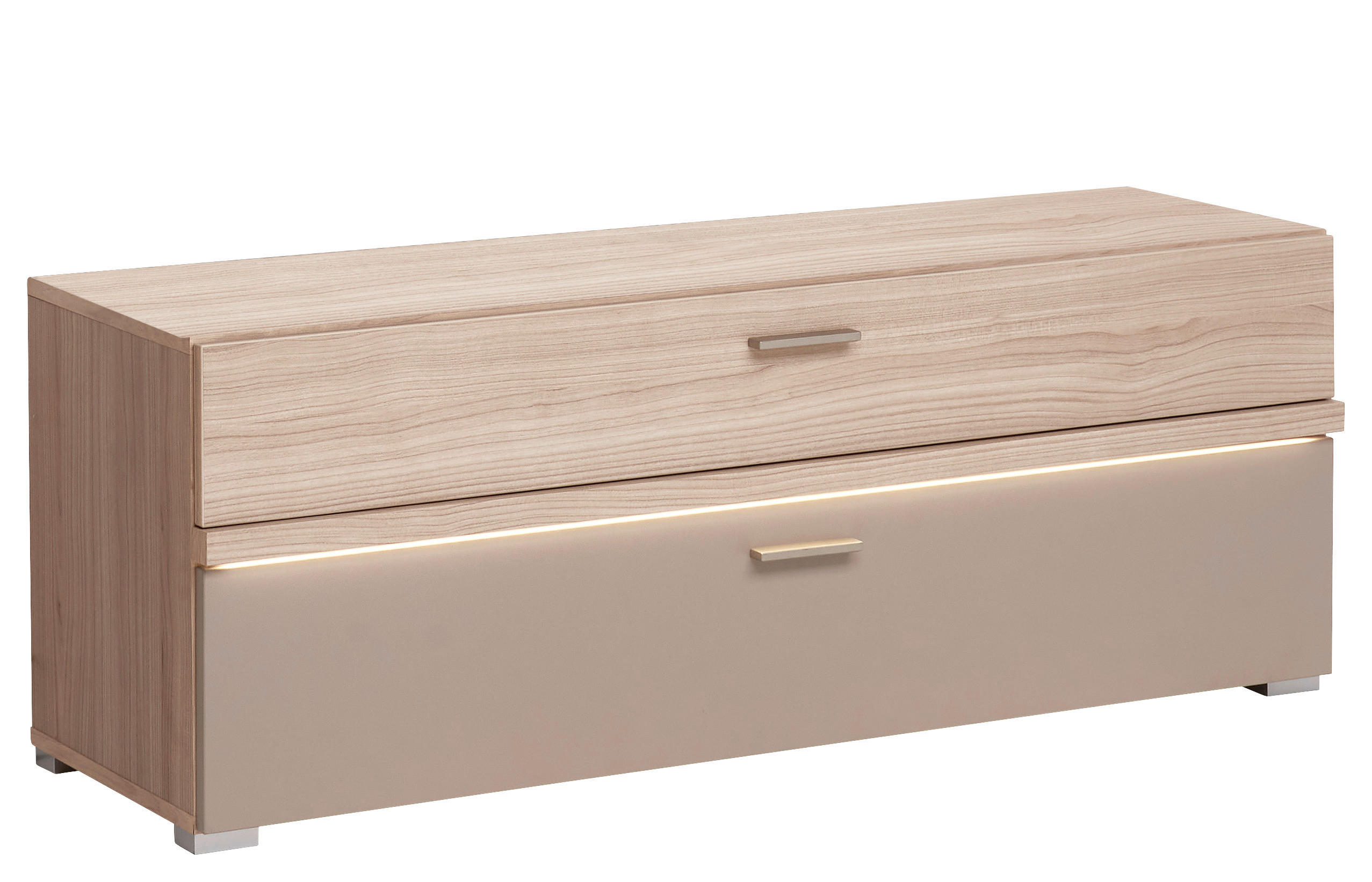 GARDEROBENBANK  in 120/45/38 cm  - Chromfarben/Eichefarben, Design, Kunststoff (120/45/38cm) - Voleo