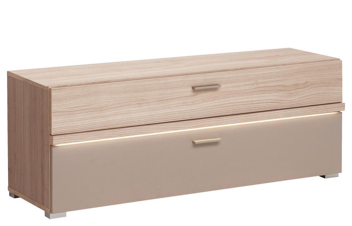 GARDEROBENBANK  in 120/45/38 cm  - Chromfarben/Eichefarben, Design, Holzwerkstoff/Kunststoff (120/45/38cm) - Voleo