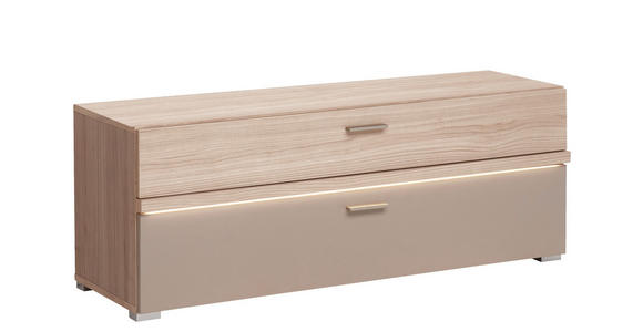GARDEROBENBANK in 120/45/38 cm - Chromfarben/Eichefarben, Design, Holzwerkstoff/Kunststoff (120/45/38cm) - Voleo
