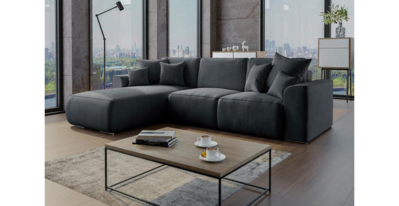 ECKSOFA in Lederlook Anthrazit  - Chromfarben/Anthrazit, KONVENTIONELL, Kunststoff/Textil (195/293cm) - Carryhome