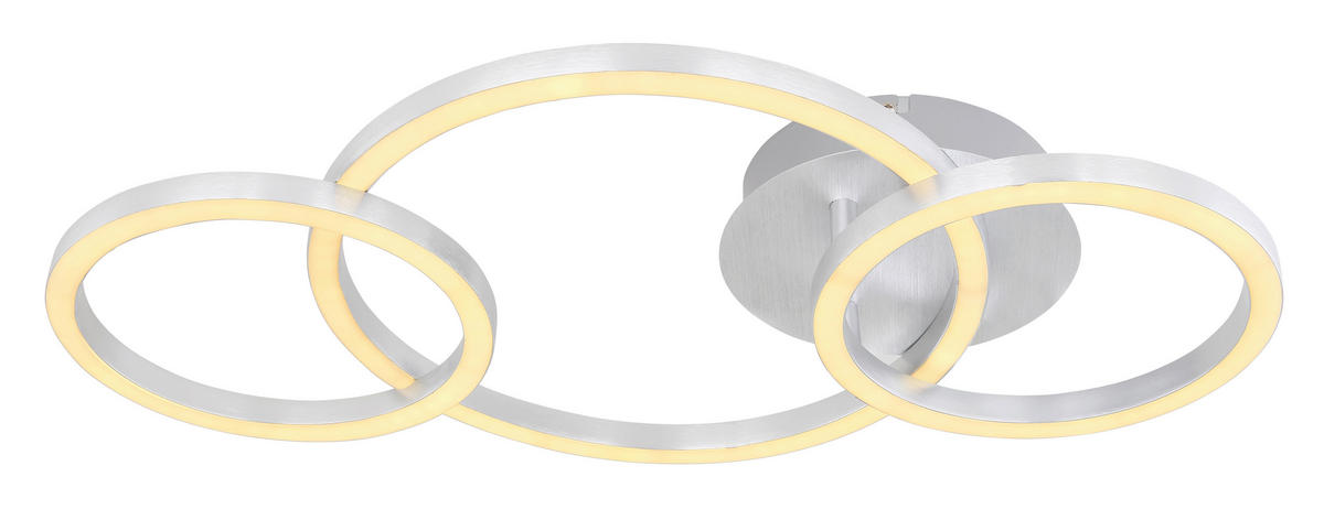 DECKENLEUCHTE 24 W    54,5/30/7,5 cm  - Weiss/Silberfarben, Trend, Kunststoff/Metall (54,5/30/7,5cm) - Globo