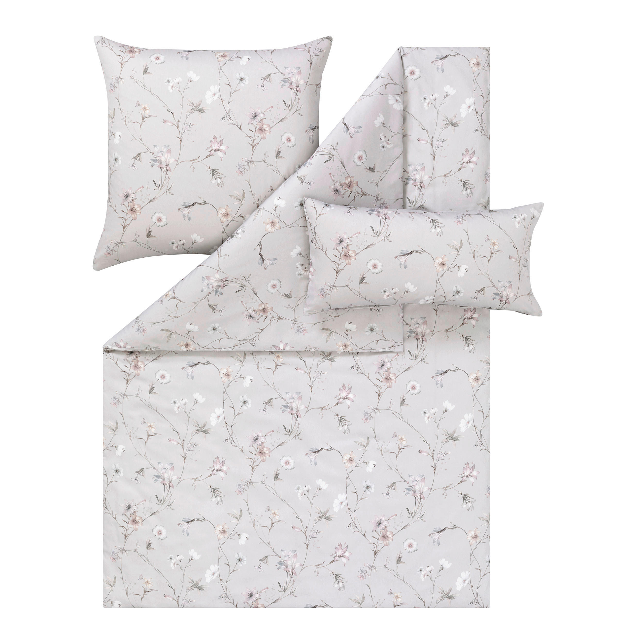 BETTWÄSCHESET 3-teilig Zenta Makosatin 200/210 cm  - Silberfarben, Basics, Textil (200/210cm) - Estella