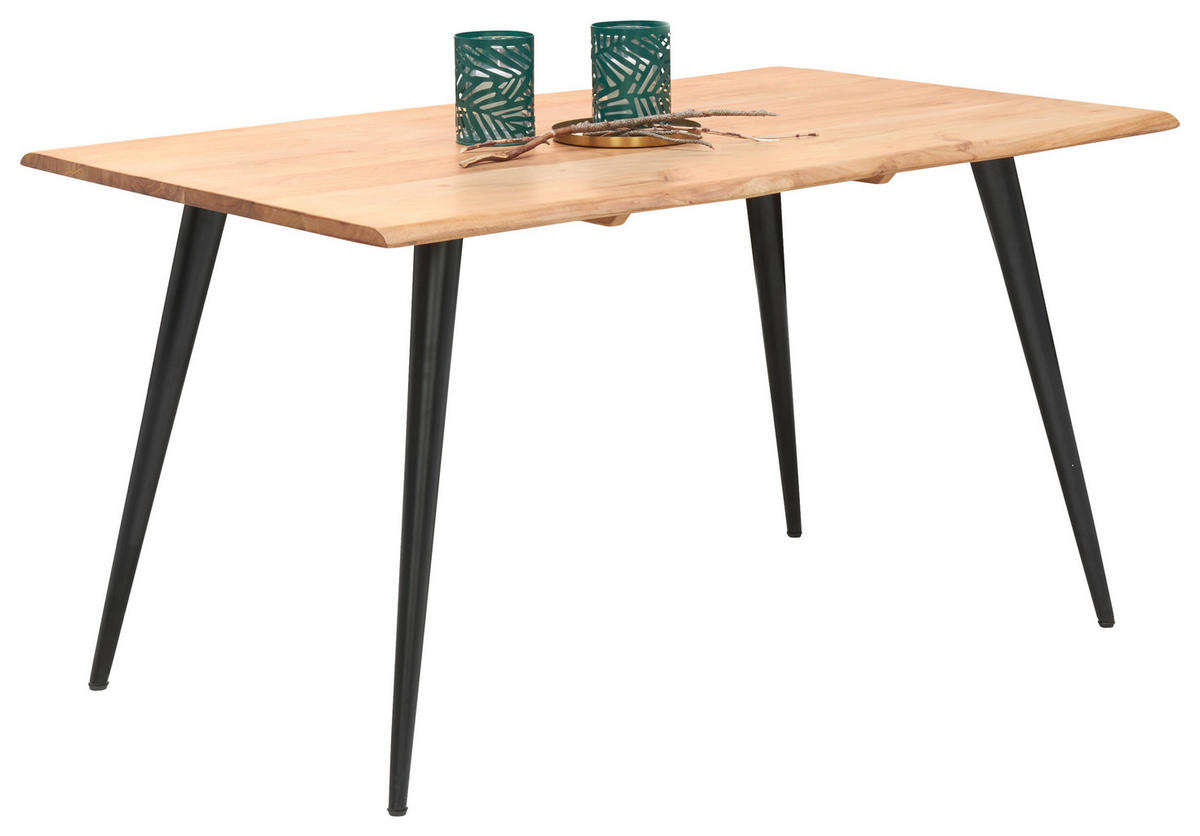 ESSTISCH in Holz, Metall 140/90/76 cm  - Schwarz/Akaziefarben, Natur, Holz/Metall (140/90/76cm) - Carryhome