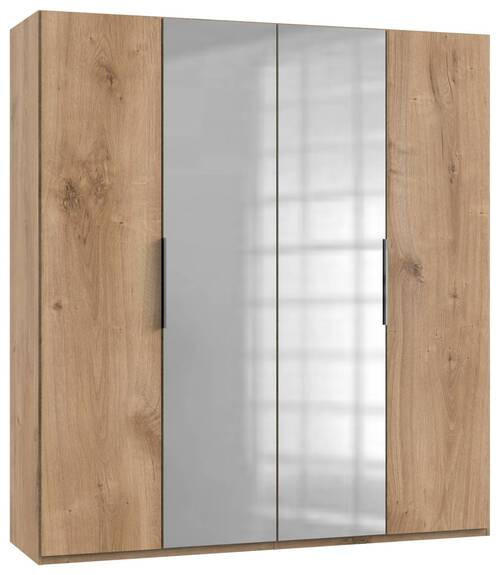 DREHTÜRENSCHRANK 200/216/58 cm 4-türig Eichefarben  - Chromfarben/Eichefarben, MODERN, Holzwerkstoff (200/216/58cm) - MID.YOU